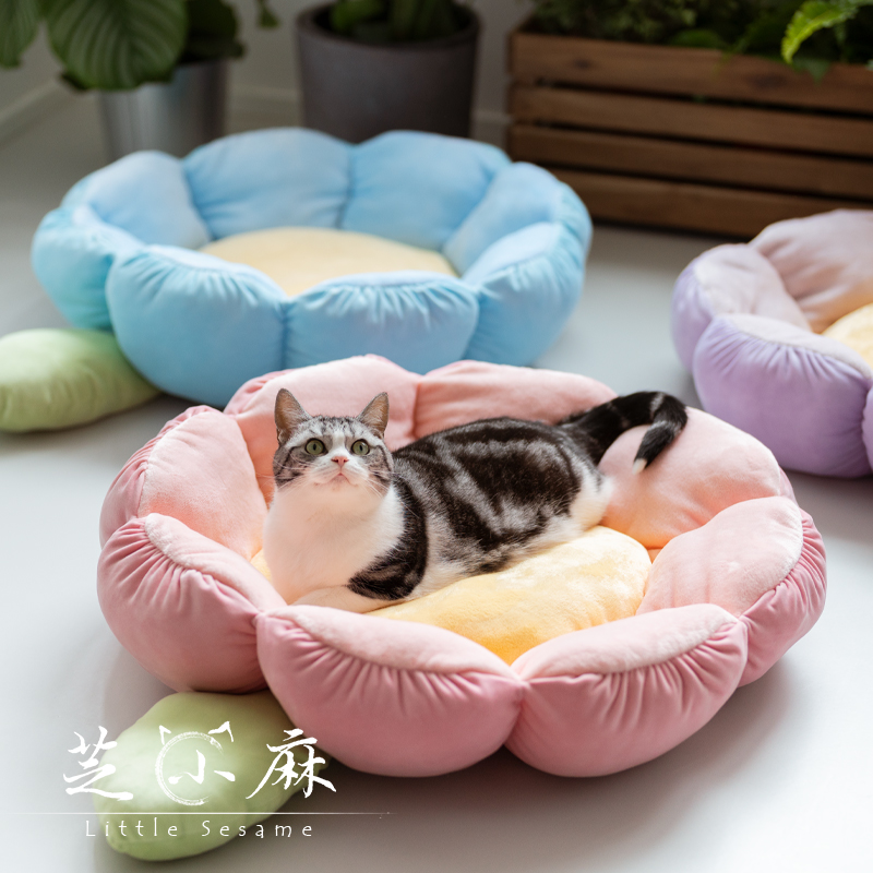 芝小麻春日躺平计划猫咪窝大号可爱保暖大猫床公主床四季通用猫窝