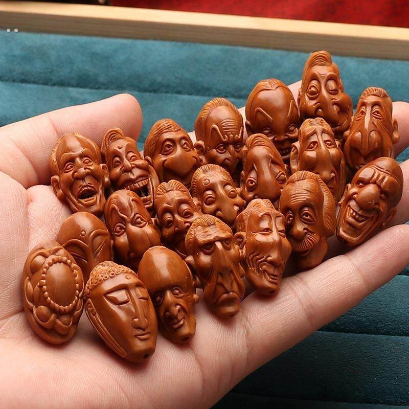 橄榄核雕刻百态怪脸十八罗汉项链橄榄胡男文玩手持写实长串脖挂链
