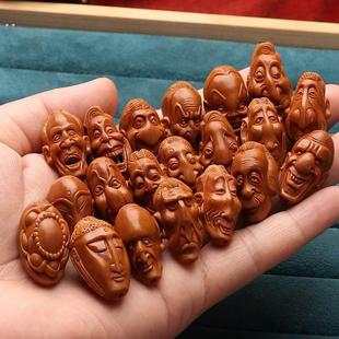 橄榄核雕刻百态怪脸十八罗汉项链橄榄胡男文玩手持写实长串脖挂链