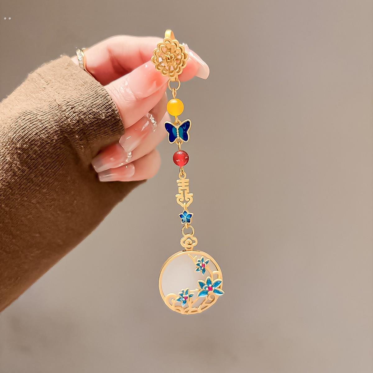 覆古中国风旗袍盘扣压襟挂件流苏胸针宫廷汉服配饰女高级感胸花