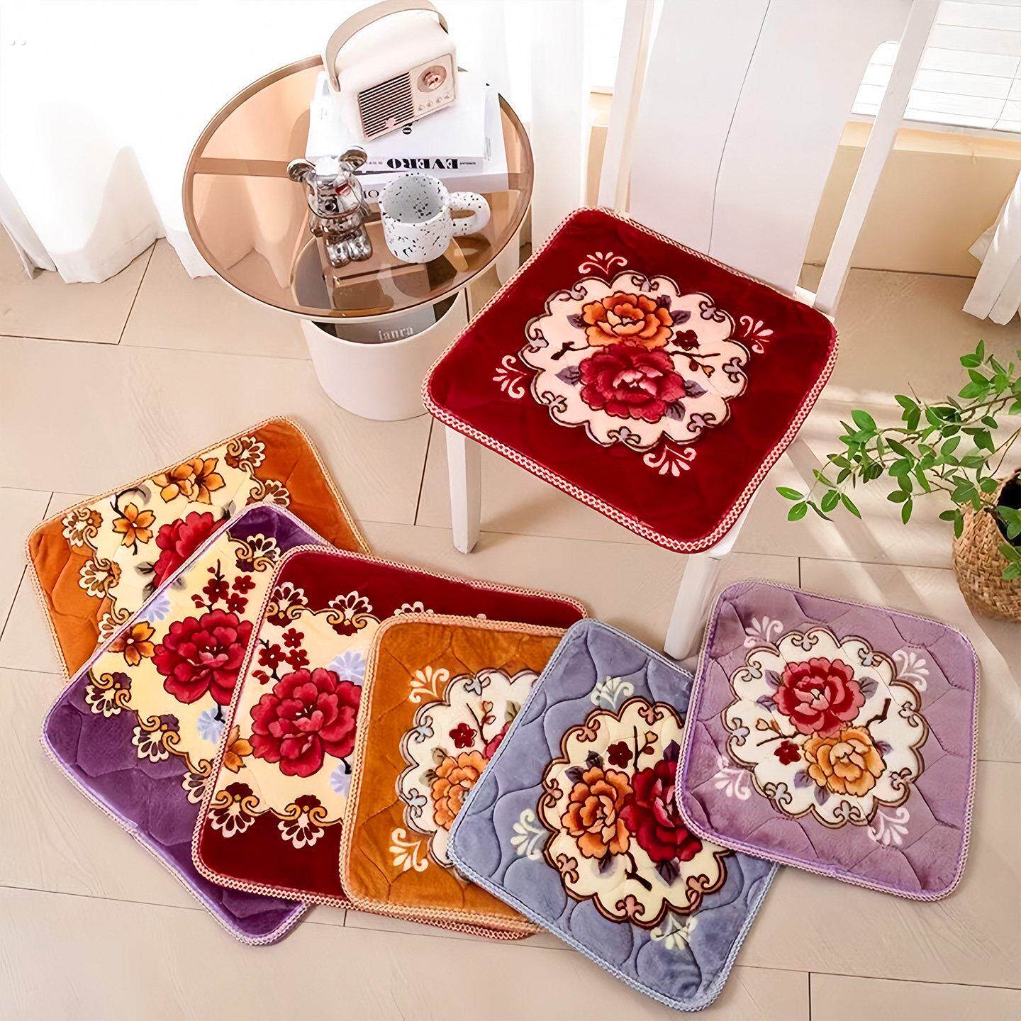 防滑毛绒加厚冬季坐垫办公室椅子坐垫四季通用餐厅沙发垫屁股坐垫