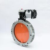 气动水泥粉末蝶阀双法兰铝合金搅拌站用气动蝶阀气动粉尘蝶阀