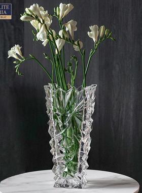 BOHEMIA捷克进口波西米亚水晶玻璃花瓶时尚插花摆件透明冰川花瓶