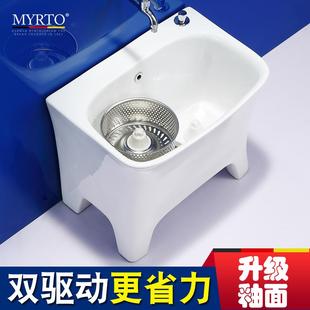 梦越家用陶瓷双驱动拖把池阳台卫生间洗地拖布桶池旋转大号地拖盆