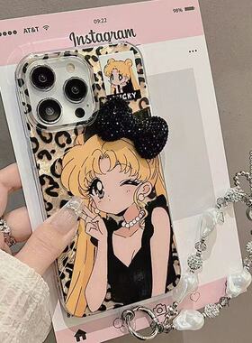 粉色豹纹少女适用于OPPO Reno15/14/13手机壳FindX9/X7Ultra/X8保护套真我realme12X/K11/K10X女A6proA5x冰川