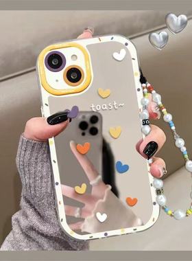 镜子彩色爱心适用于荣耀500pro手机壳400/300PRO荣耀100/90/80GTx70i保护套Magic8/7/6play9T畅玩70plus6狐尾