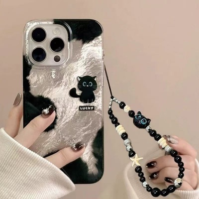 邦奥鸣银黑猫适用于OPPO Reno15/14/13手机壳FindX9/X7Ultra/X8保护套真我realme12X/K11/K10X女A6proA5x冰川