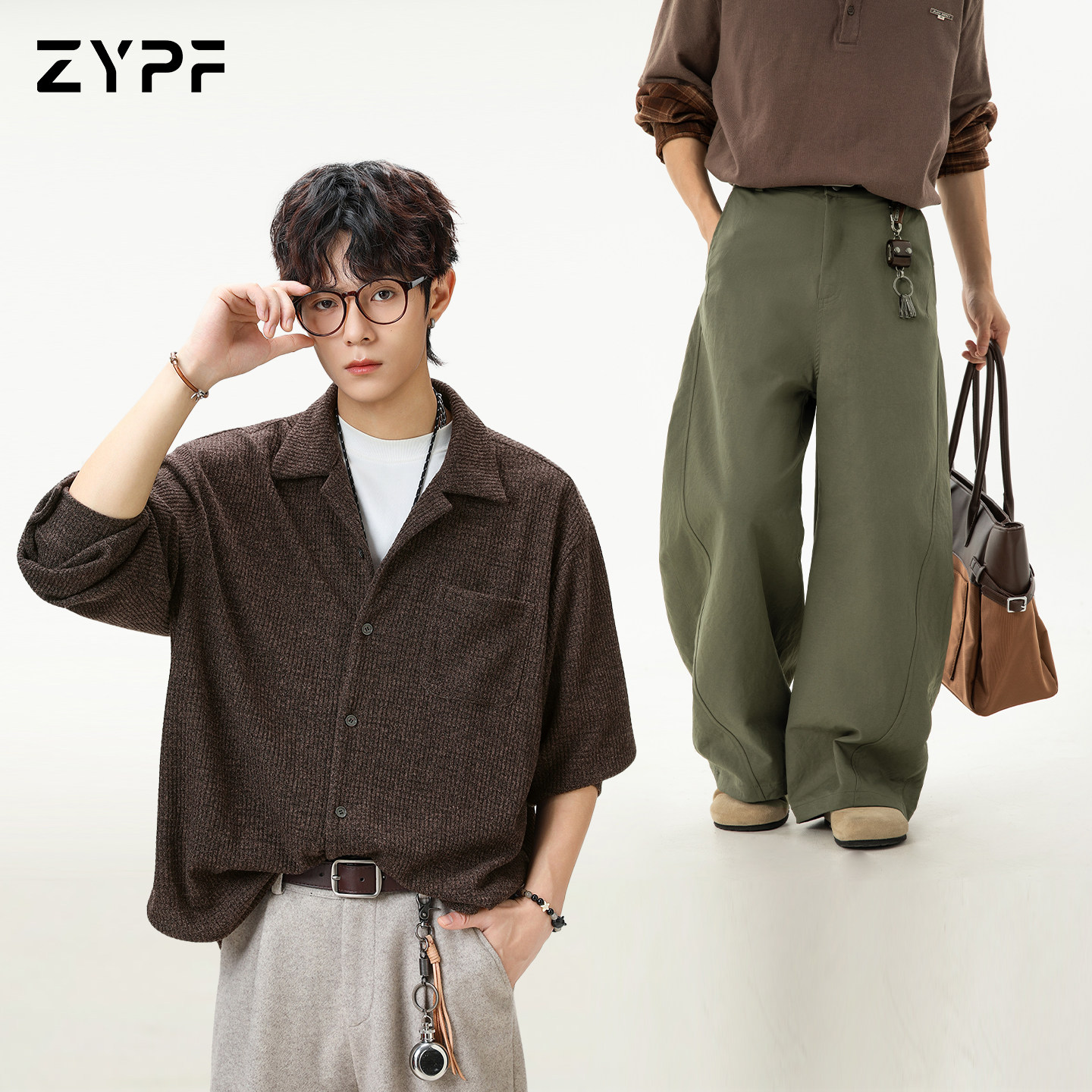 只要平凡美式复古休闲裤简约设计感长袖衬衫直筒长裤百搭舒适男款