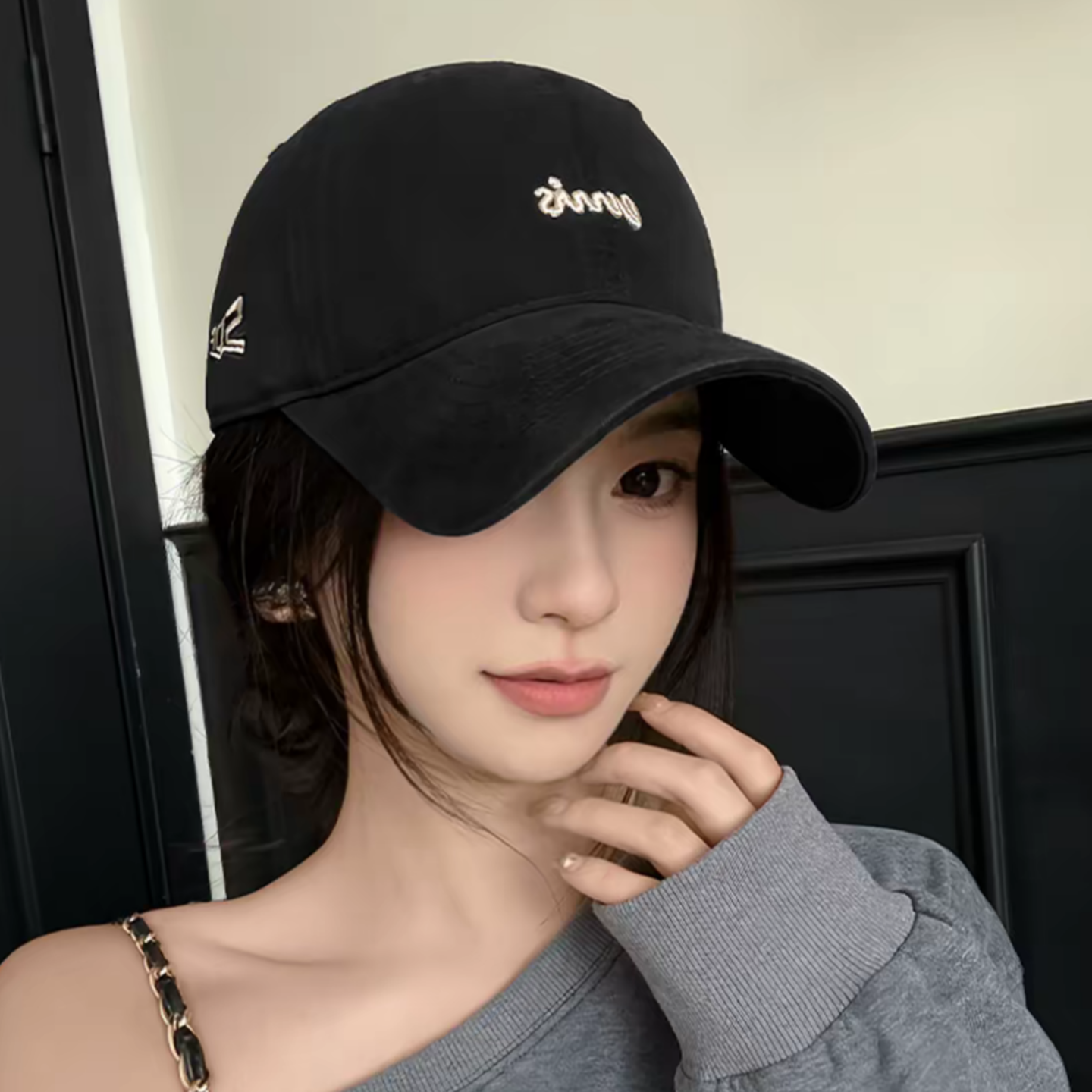 软顶黑色棒球帽女款2026新款夏季薄款鸭舌帽子韩系字母时尚遮阳帽