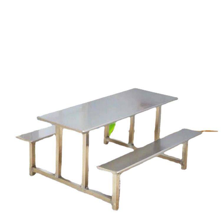 深圳不锈钢餐桌椅快餐桌 学校员工饭堂4人6人8人位连体组合餐桌椅
