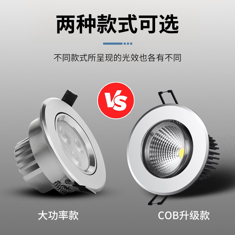 小射灯天花灯3W嵌入式LED筒灯客厅家用开孔567公分背景牛眼灯孔灯