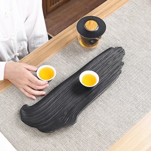 功夫茶具家用壶承 黑陶干泡茶盘 简约陶瓷托盘单层壶托长方形茶台