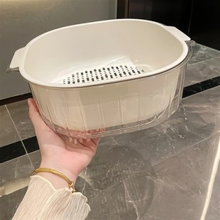 双层洗菜篮家用洗水果神器多功能厨房用品过滤菜篮子加厚 2025新款