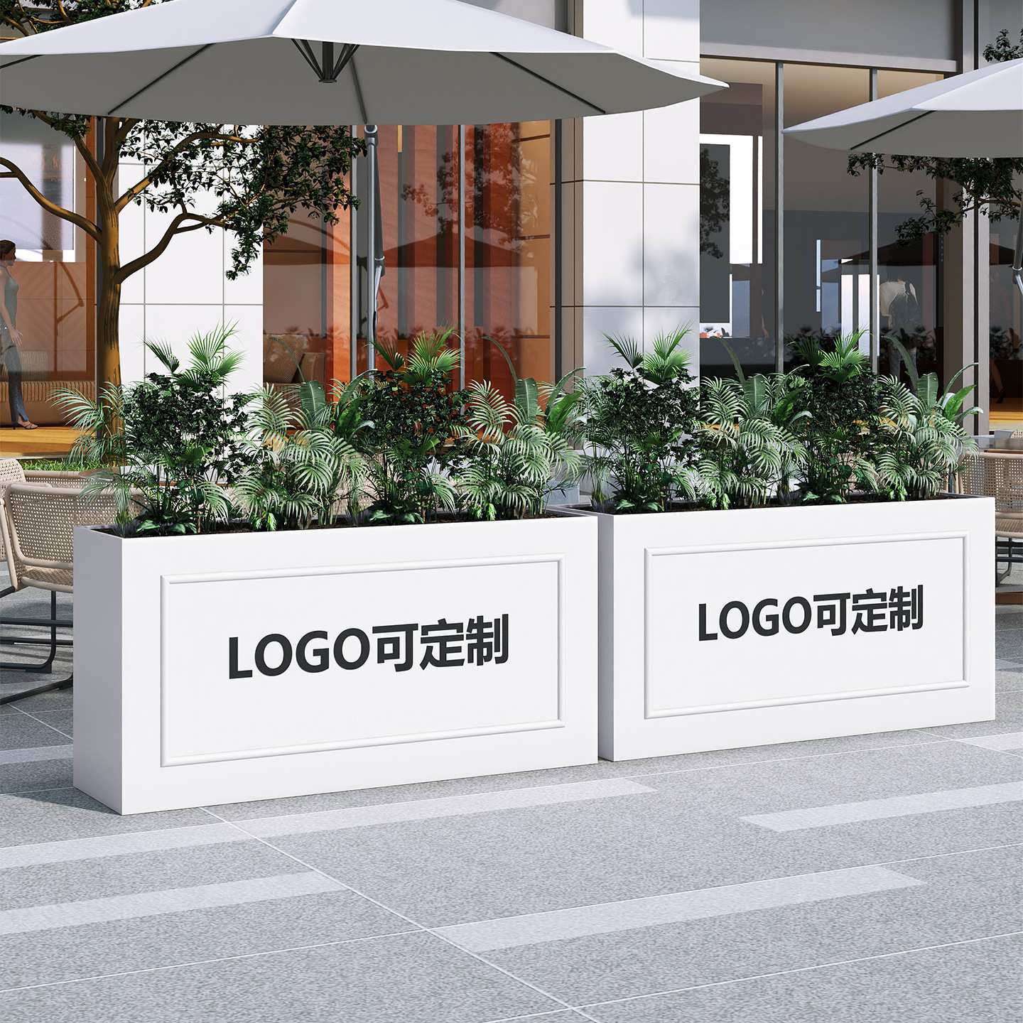 户外花箱外摆商业街售楼部广场隔断长方形花盆花架子园艺花坛花槽