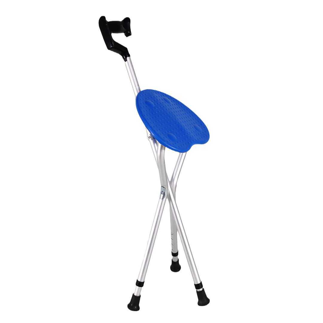 三脚防滑脚垫折叠椅拐棍板凳便携带座椅拐杖登山徒步露营凳带灯