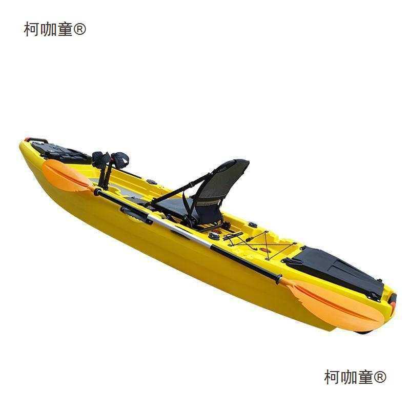 加厚加宽企鹅式单人脚踏船路亚艇塑料滚塑皮划艇脚踩塑料钓麦太保