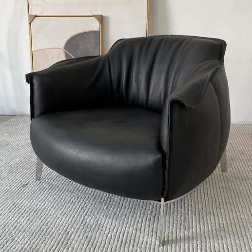 意式极简单人沙发椅轻奢经典扶手椅会客洽谈酒店书房办公沙发椅