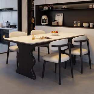 2025新款涟漪方桌岩板餐桌椅组合简约家用饭桌中古风小户型西餐桌