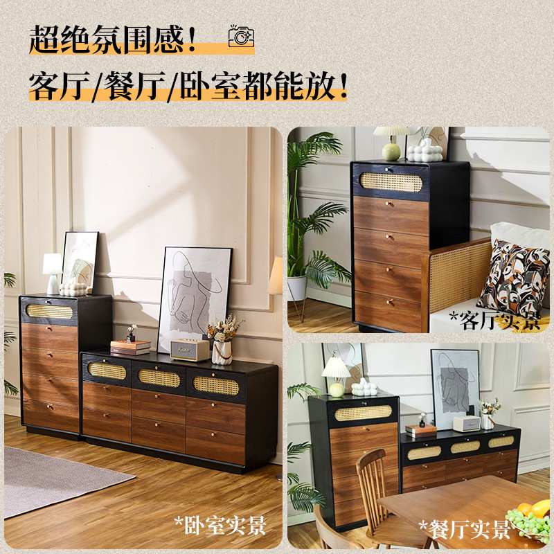 中古风斗柜卧室床尾柜储物柜靠墙客厅展示柜新款九斗柜抽屉柜成人