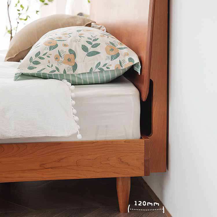 小岛实木床简约主卧黑胡桃日式榻榻米樱桃木矮床北欧双人床纯实木