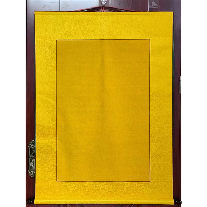 蓝色绿色绢布精装 堂单挂画装裱装饰画玄关书房 龙宫蓝底