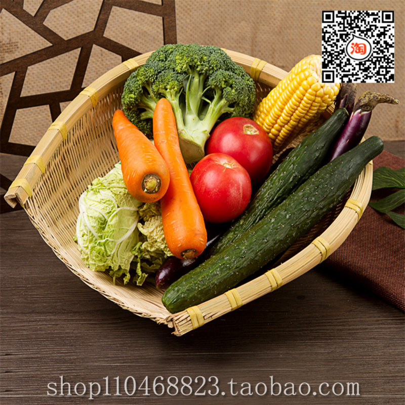 竹编托盘簸箕开口箕筲箕洗菜筐竹篮厨房沥水米筛子收纳农家用装饰