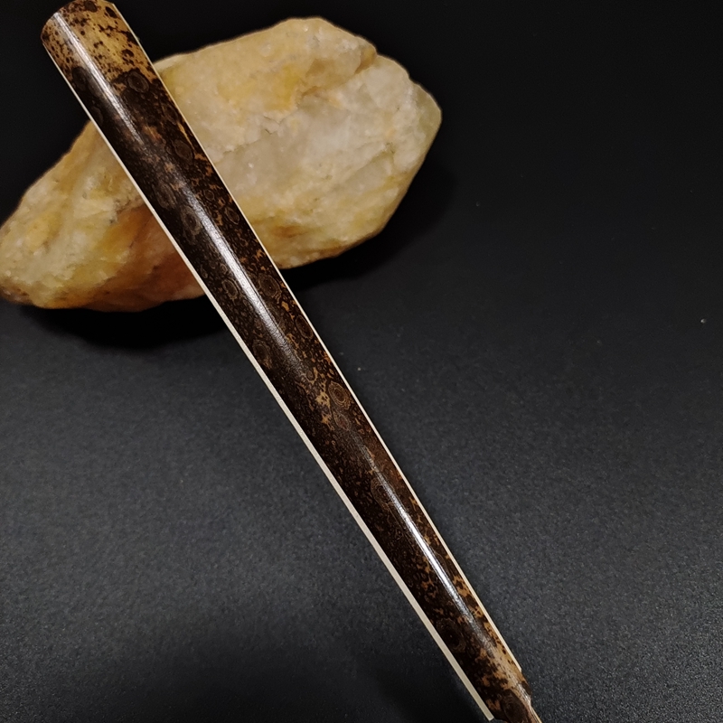 收藏礼品摺扇9.5寸天然斑竹老料梅鹿包袱头镶嵌螺钿扇骨工艺扇子