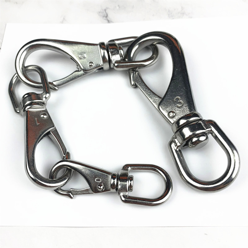 304不锈钢万向钩弹簧扣旋转扣钥匙扣登山扣宠物链条狗链连接锁扣