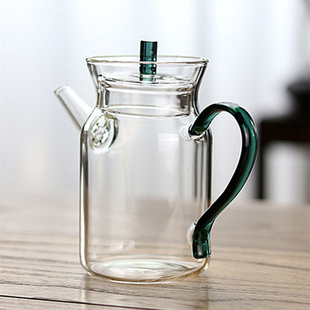 花茶壶功夫茶具过滤泡茶器 仿宋执壶加厚耐高温玻璃绿茶壶家用中式