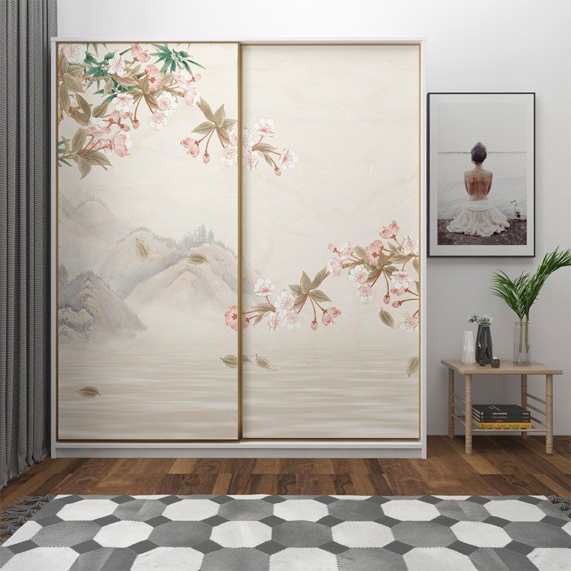 中式推拉门衣柜贴纸柜子柜门翻新改造玻璃移门自粘贴膜遮丑装饰画,家居饰品,软装墙贴,淘宝优惠券,粉丝福利购,淘宝优惠卷