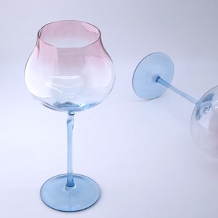 海月蓝红酒杯葡萄酒杯轻奢勃艮第波尔多高脚杯高档无铅水晶玻璃杯