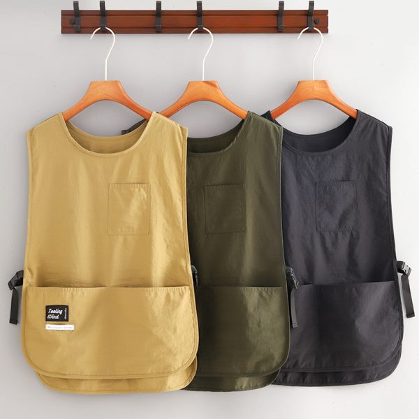 简约家用厨房马甲围裙新款工作服男女餐饮耐脏工作服定制logo印字