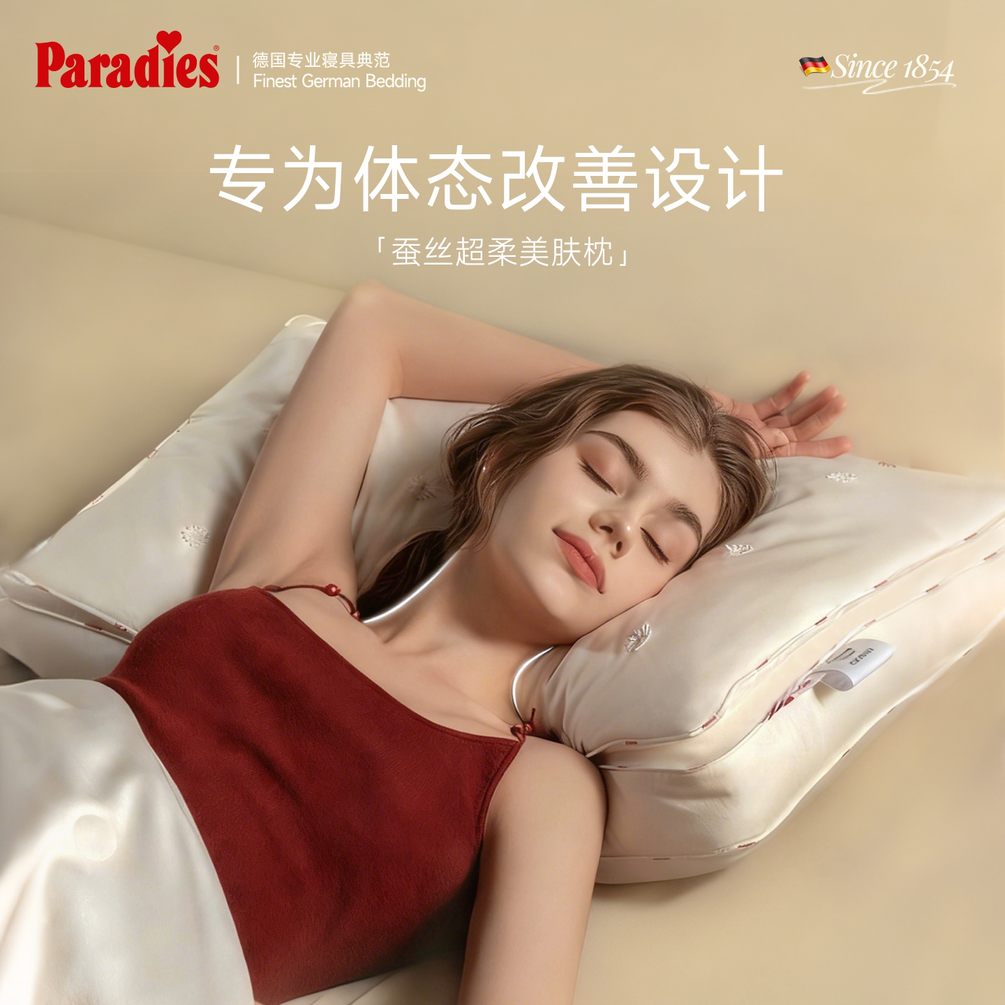 Paradies蚕丝枕头护颈枕助睡眠枕芯家用软枕零重力成人专用护颈枕