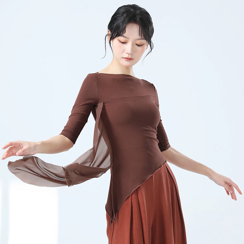 现代舞练功服女新款舞蹈服上衣中国舞古典舞成人飘纱身韵形体服装
