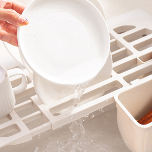 伸缩水槽置物架塑料碗盘沥水架厨房碗筷沥水篮架子家用碗架收纳架