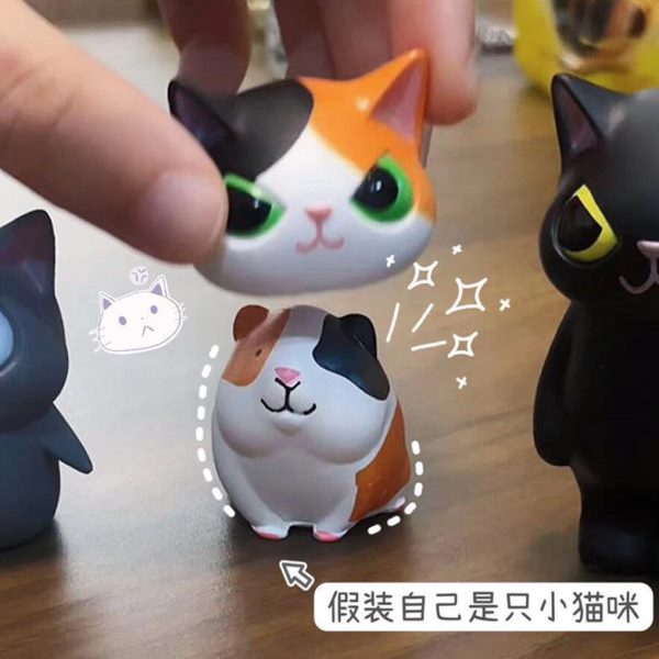 解压装工艺品可爱伪手办愈系头套治装饰摆件桌面玩偶公仔猫咪车载
