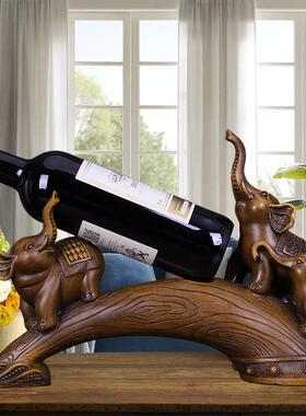 创意红酒架摆件酒柜电视柜展示架装饰品三祇小象家居摆设结婚礼物