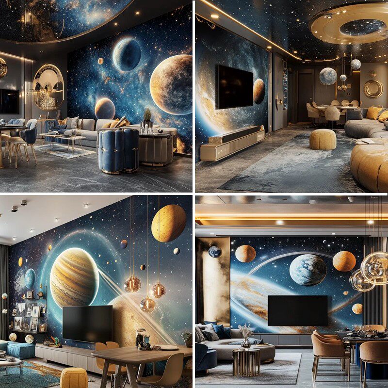 18D宇宙墙纸客厅KTV包厢月球壁纸