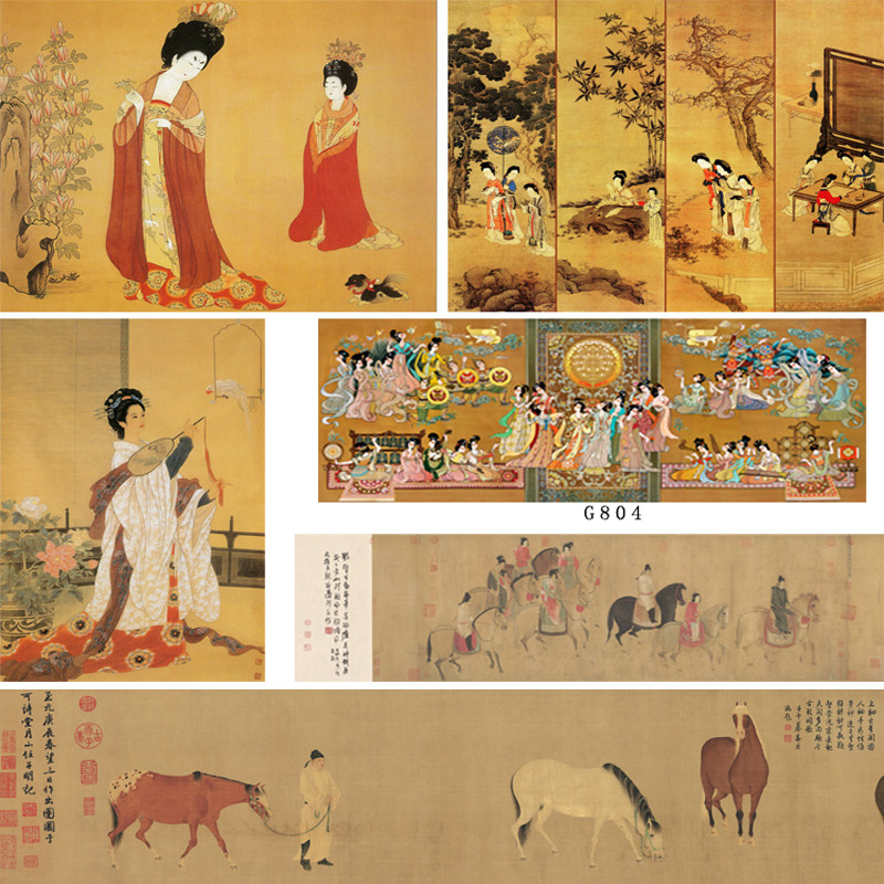 中式富春山居图沙发背景墙布壁纸餐饮包厢壁画酒店大厅名宿装饰画