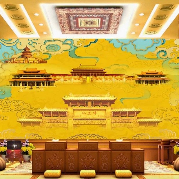 佛道仙佛堂神台墙纸寺庙莲花祥云菩萨佛系南天门宫殿背景墙布壁画,家装主材,定制壁画,淘宝优惠券,粉丝福利购,淘宝优惠卷