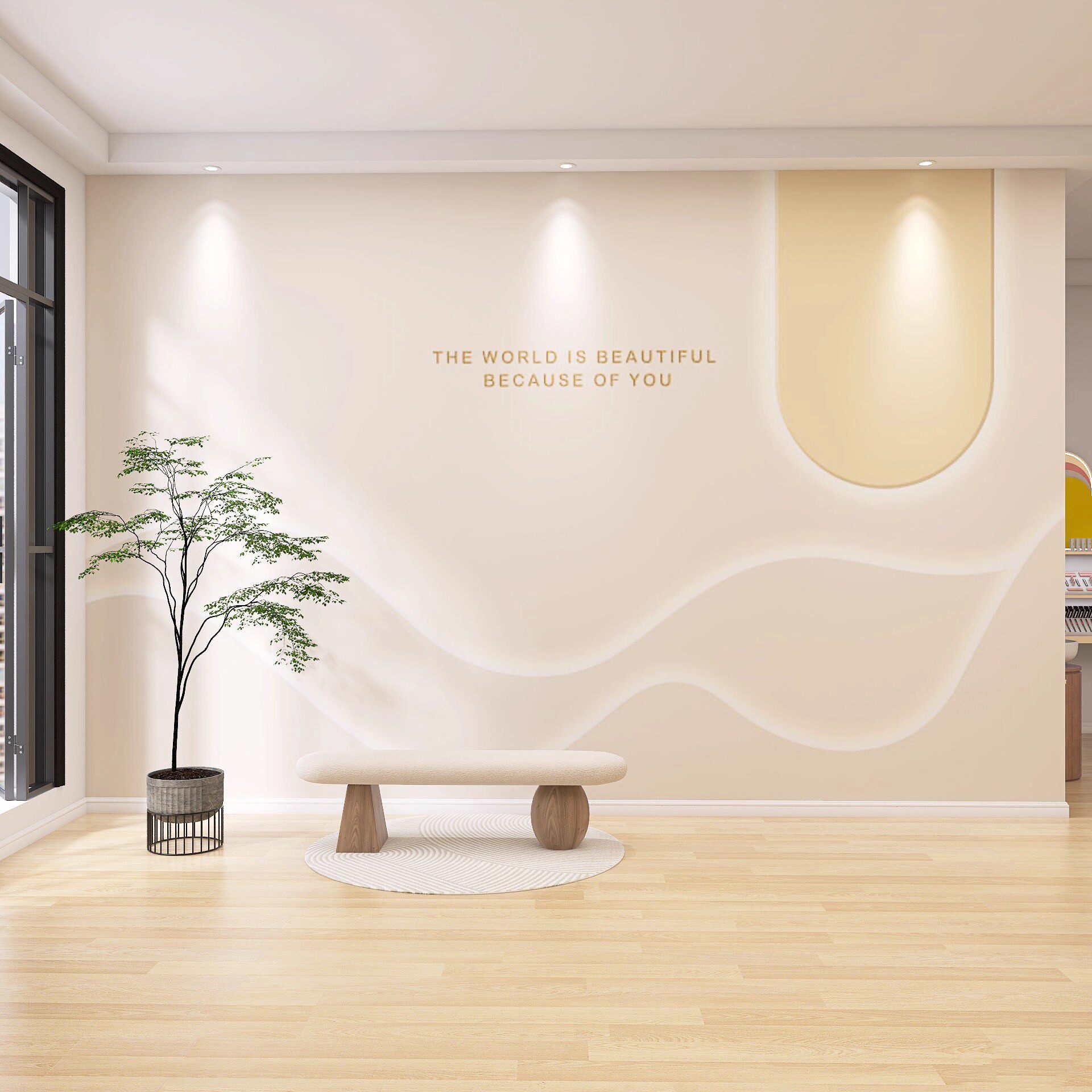 3d简约奶油风墙纸高级感墙纸公司服装店瑜伽馆美容院前台背景壁布,家装主材,定制壁画,淘宝优惠券,粉丝福利购,淘宝优惠卷