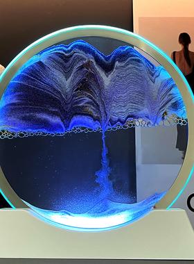 流沙画灯摆件创意解压客厅酒柜装饰品台灯造景发光带呼吸灯沙漏3d