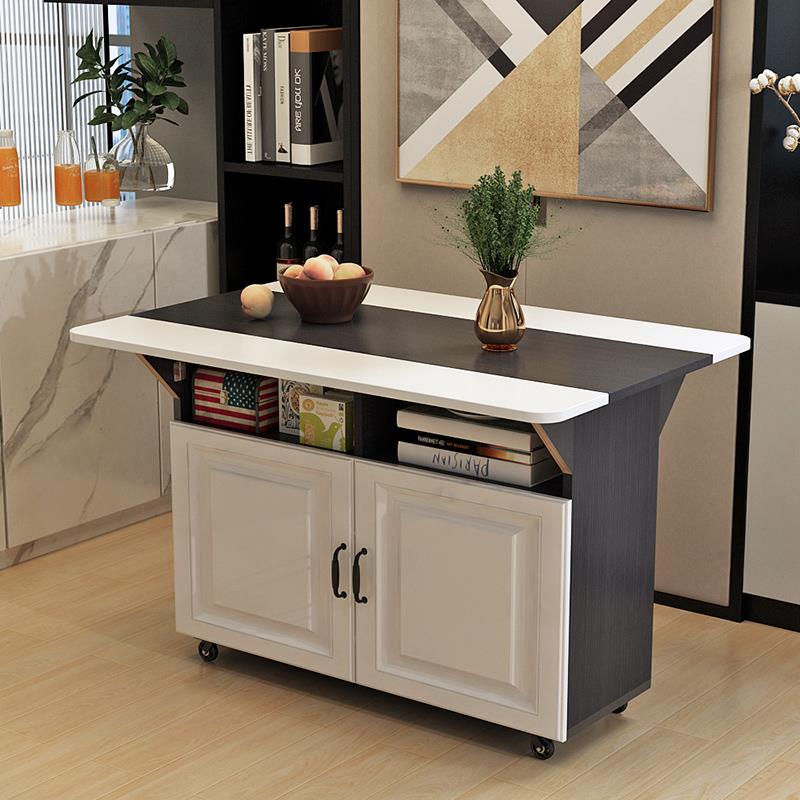 折叠桌子家用小户型餐桌移动长方形简易折叠带门吃饭4-6人出租房