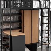 上床下桌儿童床书桌一体架子床组合衣柜床交错式 下空小户型高架床