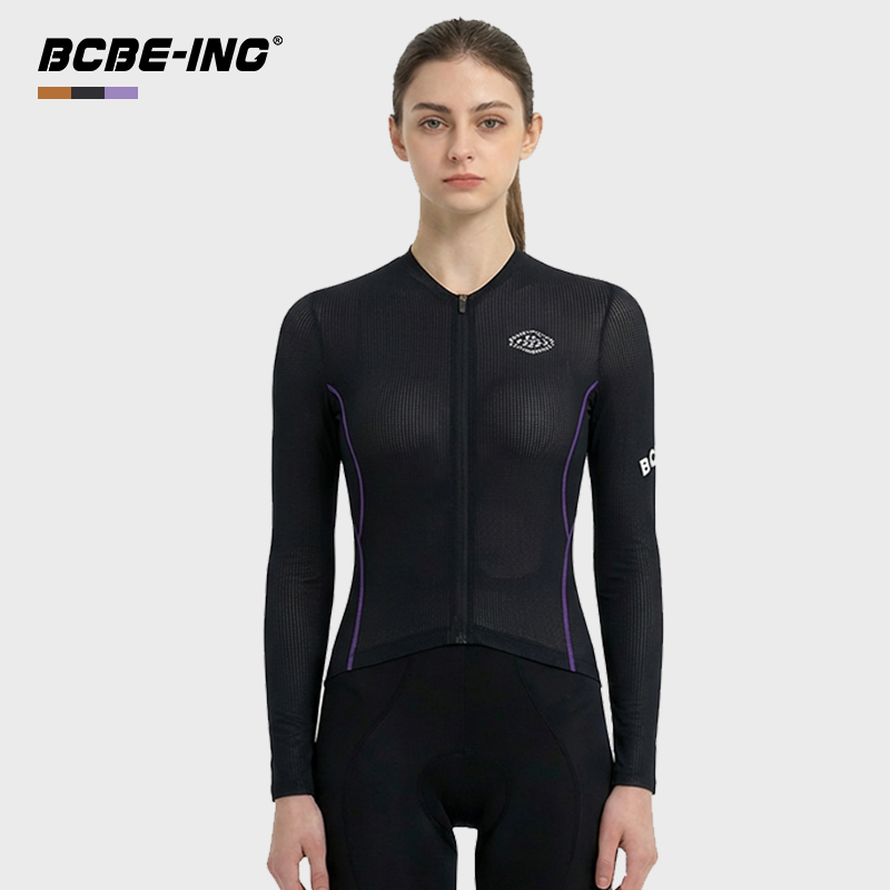 BCBE-ING女士骑行服长袖竞赛螺纹面料透气冰感速干公路自行车上衣