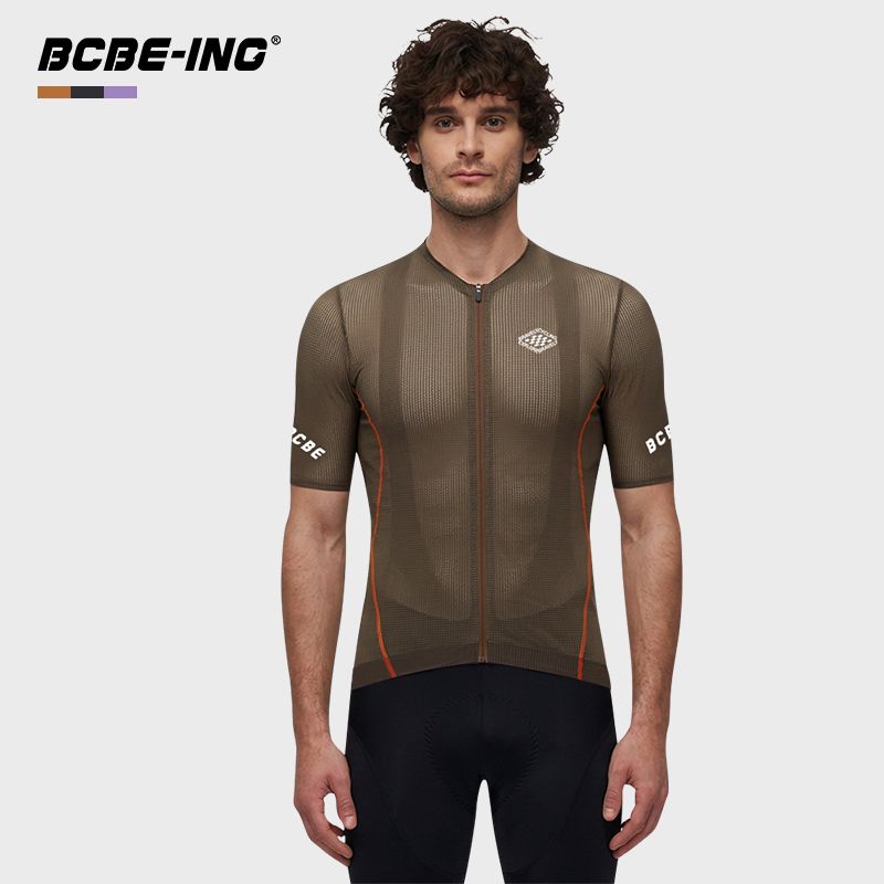 BCBE-ING男士骑行服短袖竞赛螺纹面料透气冰感速干公路自行车上衣
