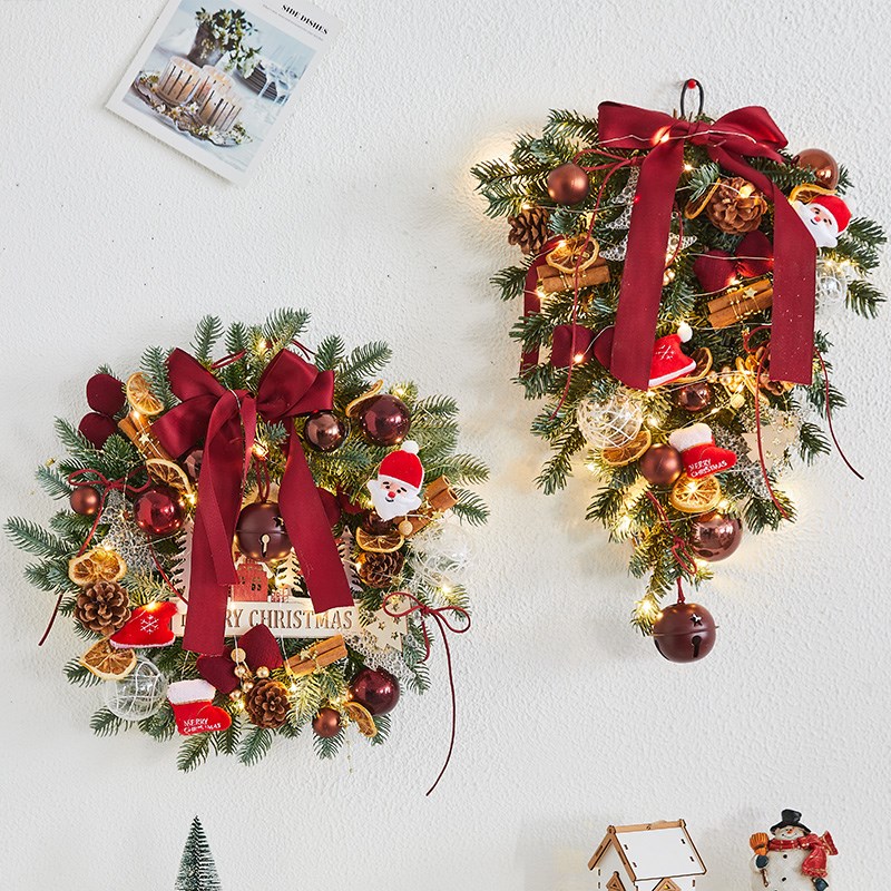 圣诞节装饰品圣诞花环门挂墙挂商场酒店橱窗场景布置装扮美陈挂饰