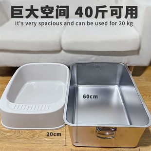 不锈钢猫砂盆带盖封闭式缅因巨型猫厕所垫平替一体加高特大号40斤