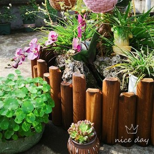饰菜园围挡家用护栏 防腐木栅栏花园围栏户外庭院插地小篱笆花坛装
