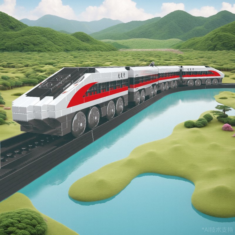 积客积木城市轨道电动火车高铁列车轨道模型儿童益智拼装电动玩具